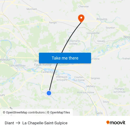 Diant to La Chapelle-Saint-Sulpice map