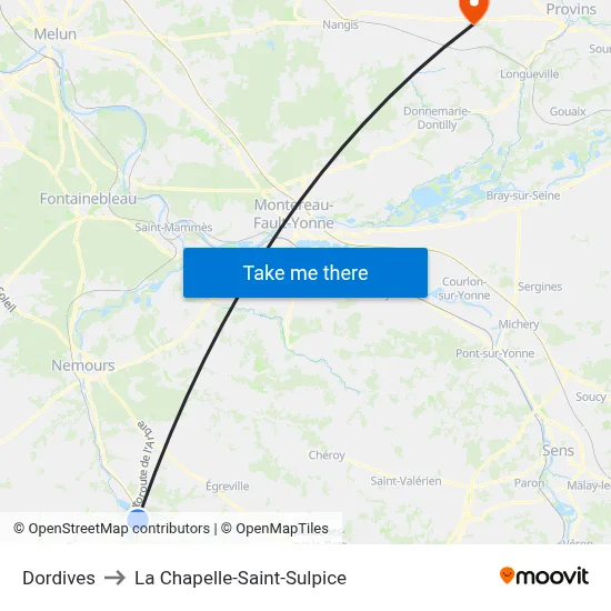 Dordives to La Chapelle-Saint-Sulpice map