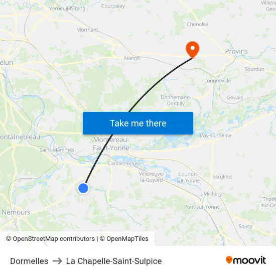 Dormelles to La Chapelle-Saint-Sulpice map