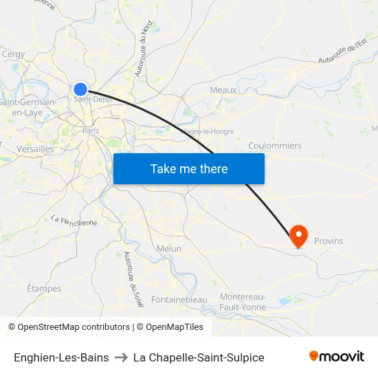 Enghien-Les-Bains to La Chapelle-Saint-Sulpice map