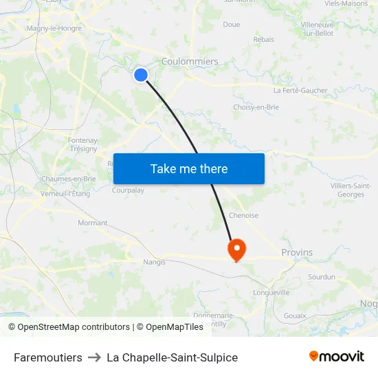 Faremoutiers to La Chapelle-Saint-Sulpice map