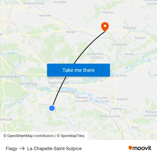 Flagy to La Chapelle-Saint-Sulpice map