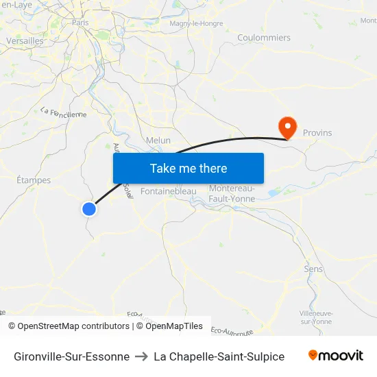 Gironville-Sur-Essonne to La Chapelle-Saint-Sulpice map