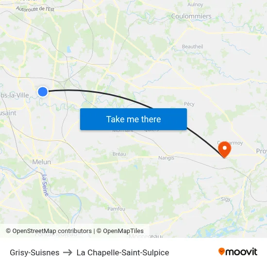 Grisy-Suisnes to La Chapelle-Saint-Sulpice map