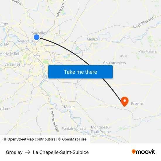 Groslay to La Chapelle-Saint-Sulpice map