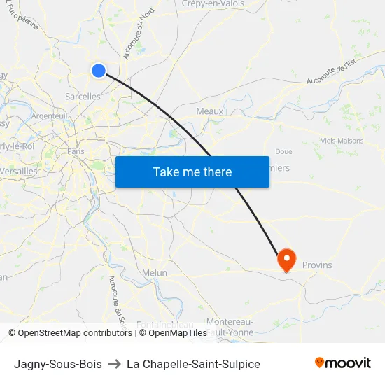 Jagny-Sous-Bois to La Chapelle-Saint-Sulpice map