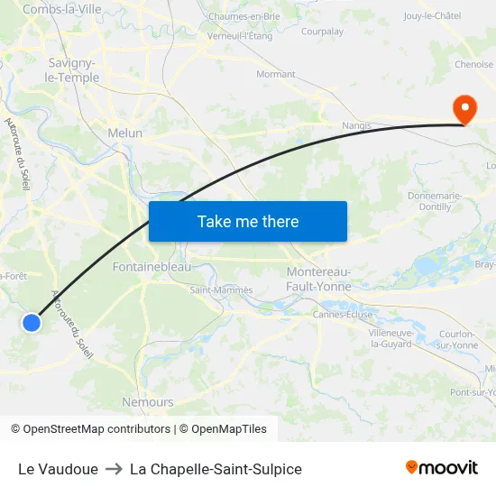 Le Vaudoue to La Chapelle-Saint-Sulpice map