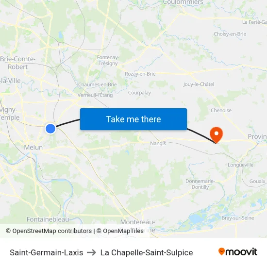 Saint-Germain-Laxis to La Chapelle-Saint-Sulpice map