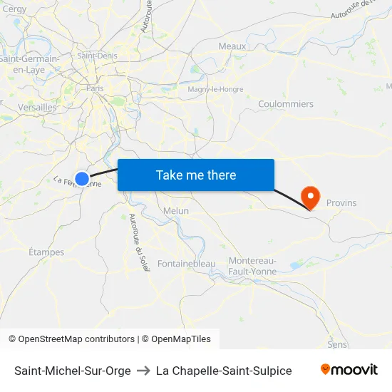 Saint-Michel-Sur-Orge to La Chapelle-Saint-Sulpice map