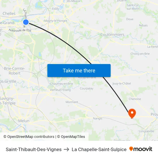 Saint-Thibault-Des-Vignes to La Chapelle-Saint-Sulpice map