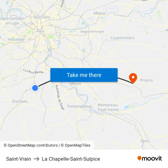 Saint-Vrain to La Chapelle-Saint-Sulpice map