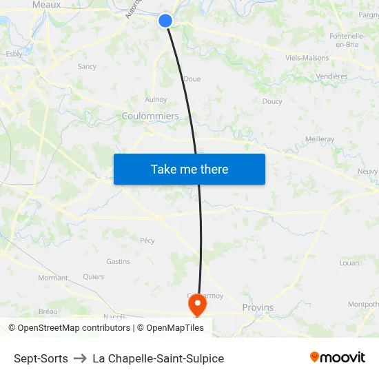 Sept-Sorts to La Chapelle-Saint-Sulpice map