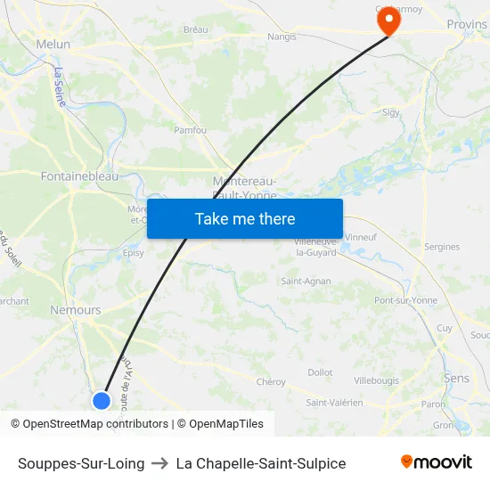 Souppes-Sur-Loing to La Chapelle-Saint-Sulpice map