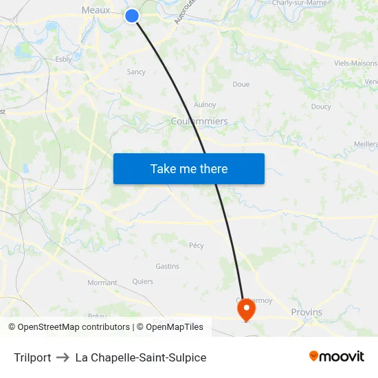 Trilport to La Chapelle-Saint-Sulpice map