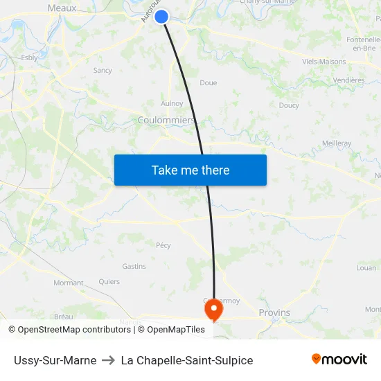 Ussy-Sur-Marne to La Chapelle-Saint-Sulpice map
