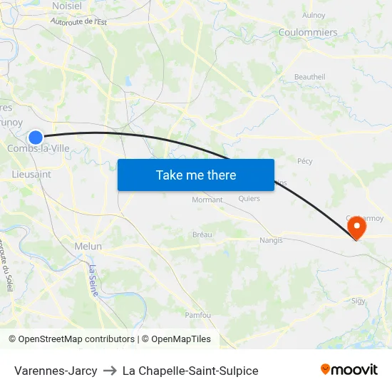 Varennes-Jarcy to La Chapelle-Saint-Sulpice map