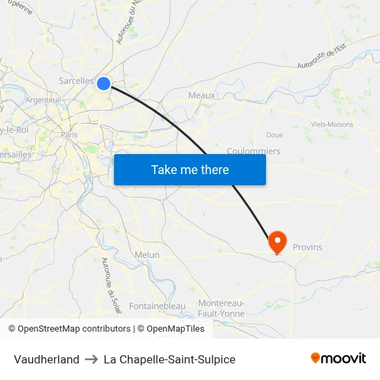 Vaudherland to La Chapelle-Saint-Sulpice map