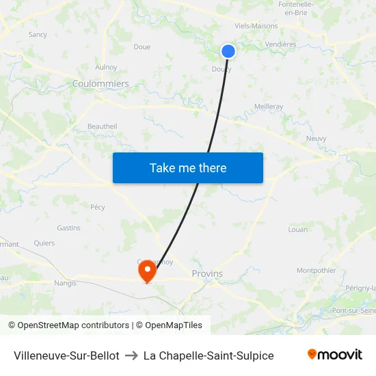 Villeneuve-Sur-Bellot to La Chapelle-Saint-Sulpice map