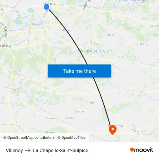 Villenoy to La Chapelle-Saint-Sulpice map
