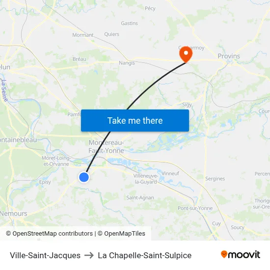 Ville-Saint-Jacques to La Chapelle-Saint-Sulpice map