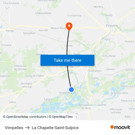 Vimpelles to La Chapelle-Saint-Sulpice map