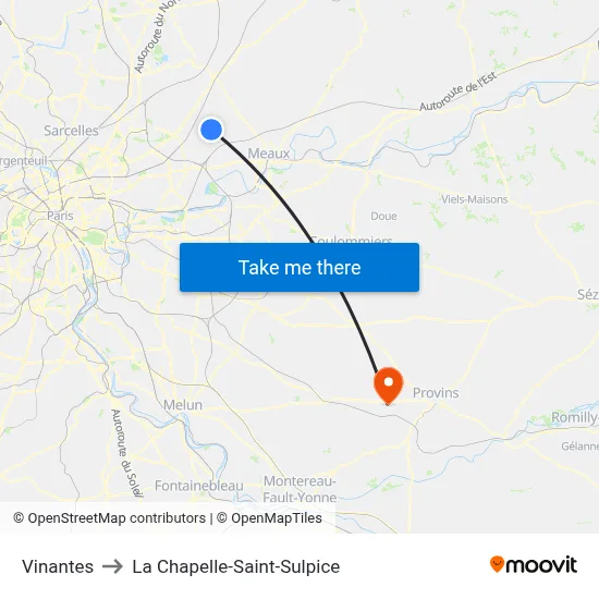 Vinantes to La Chapelle-Saint-Sulpice map