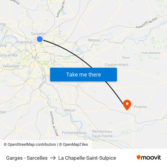 Garges - Sarcelles to La Chapelle-Saint-Sulpice map
