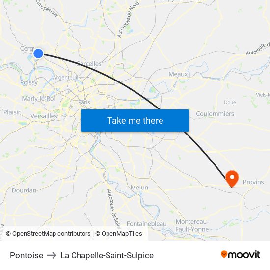 Pontoise to La Chapelle-Saint-Sulpice map