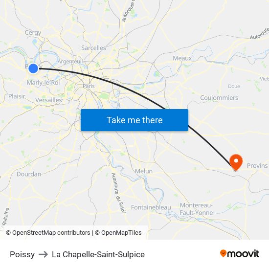 Poissy to La Chapelle-Saint-Sulpice map