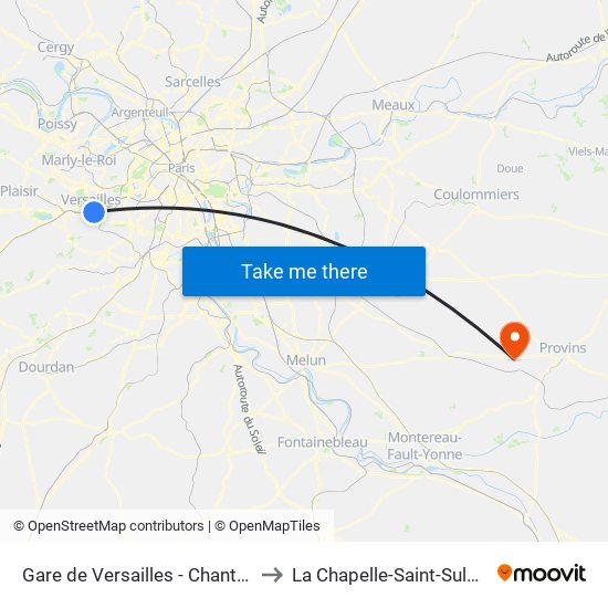Gare de Versailles - Chantiers to La Chapelle-Saint-Sulpice map