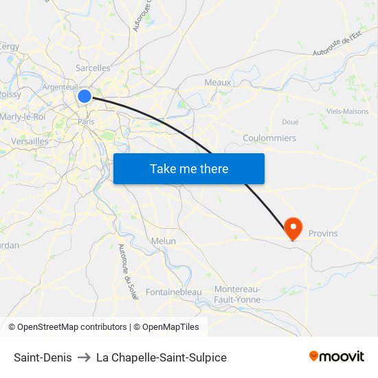 Saint-Denis to La Chapelle-Saint-Sulpice map