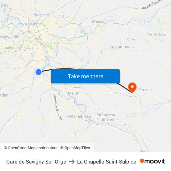 Gare de Savigny-Sur-Orge to La Chapelle-Saint-Sulpice map