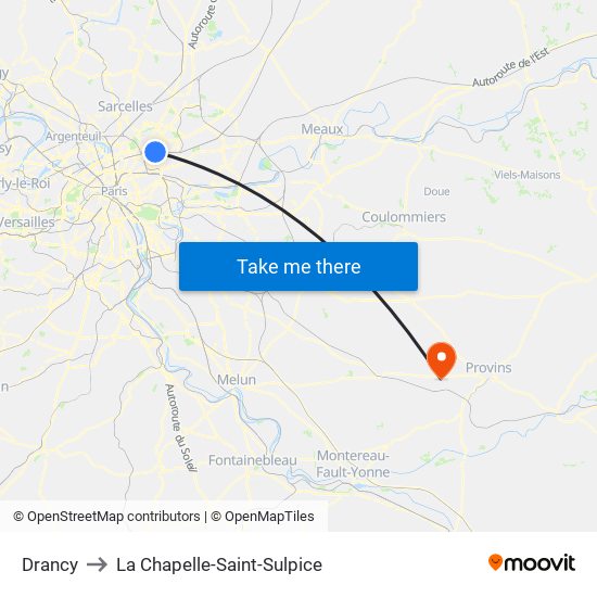 Drancy to La Chapelle-Saint-Sulpice map