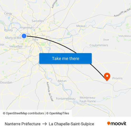 Nanterre Préfecture to La Chapelle-Saint-Sulpice map
