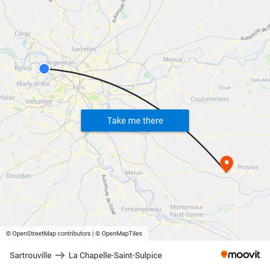 Sartrouville to La Chapelle-Saint-Sulpice map