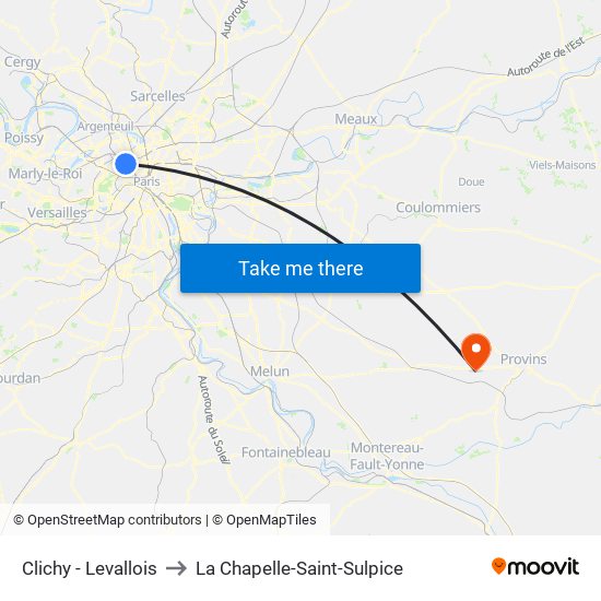 Clichy - Levallois to La Chapelle-Saint-Sulpice map