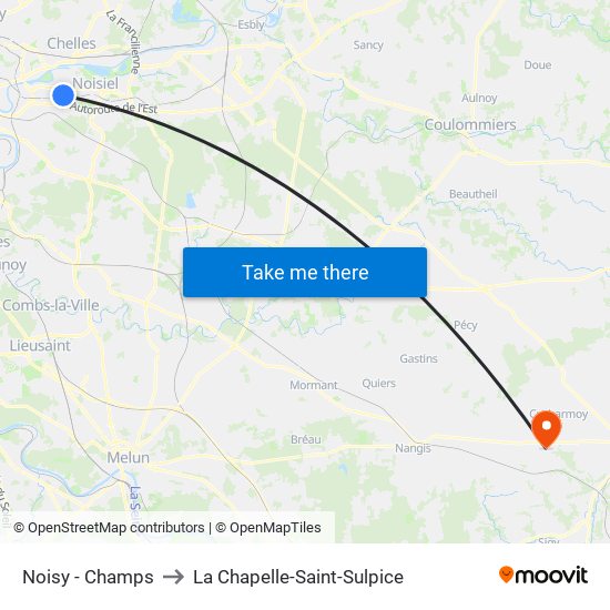 Noisy - Champs to La Chapelle-Saint-Sulpice map
