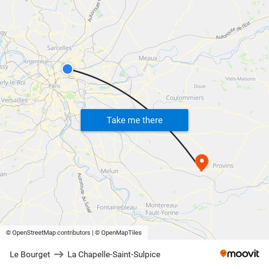 Le Bourget to La Chapelle-Saint-Sulpice map