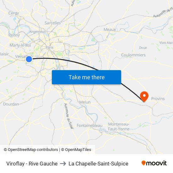 Viroflay - Rive Gauche to La Chapelle-Saint-Sulpice map