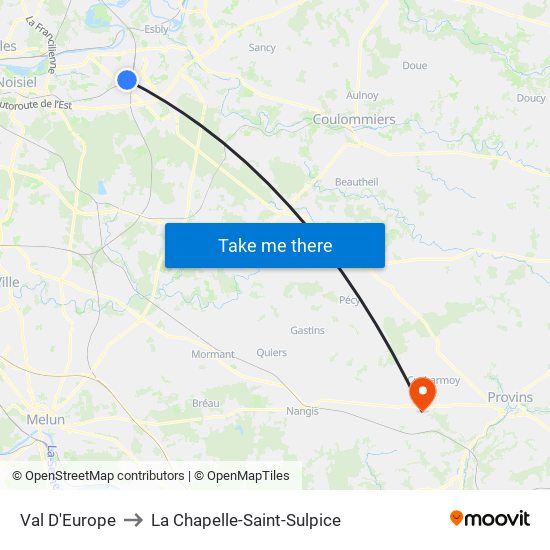 Val D'Europe to La Chapelle-Saint-Sulpice map