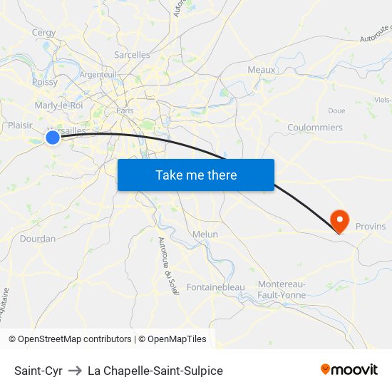 Saint-Cyr to La Chapelle-Saint-Sulpice map