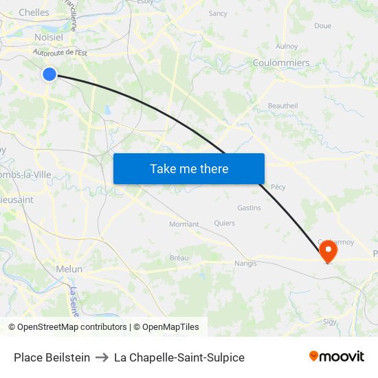 Place Beilstein to La Chapelle-Saint-Sulpice map