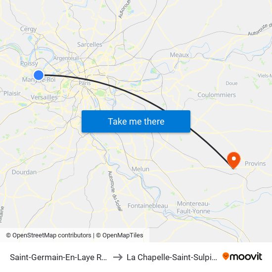 Saint-Germain-En-Laye RER to La Chapelle-Saint-Sulpice map