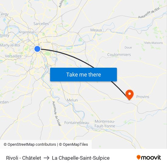 Rivoli - Châtelet to La Chapelle-Saint-Sulpice map