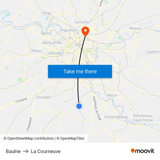 Baulne to La Courneuve map