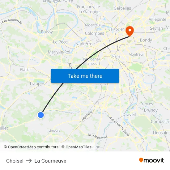 Choisel to La Courneuve map