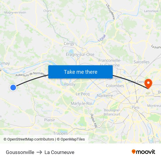 Goussonville to La Courneuve map
