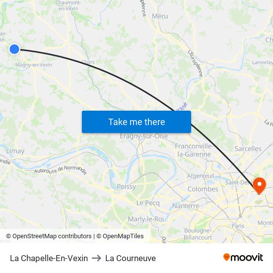 La Chapelle-En-Vexin to La Courneuve map