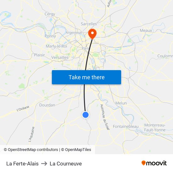 La Ferte-Alais to La Courneuve map