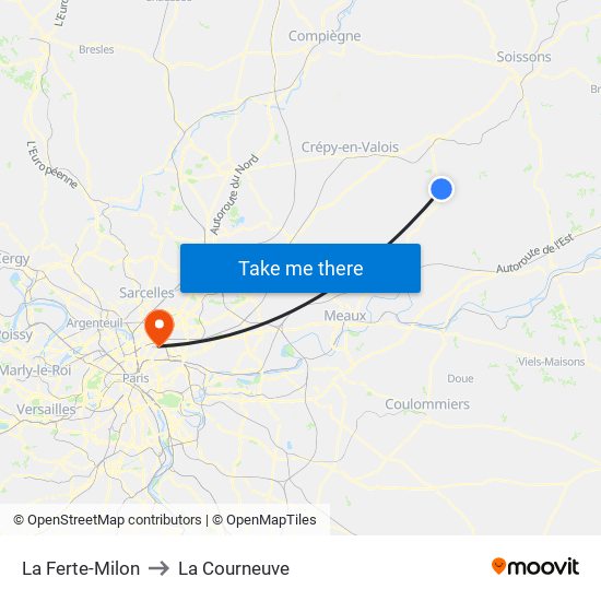 La Ferte-Milon to La Courneuve map